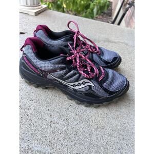 Saucony Womens Excursion TR Trail Black Gray Purple Running Sneaker Size 8.5